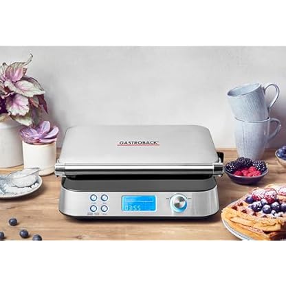 GASTROBACK 42424 Waffeleisen Advanced Control, 5 Verschiedene Programme, 7 Bräunungsstufen, Steuerung über LCD–Display, 1.600 Watt, Edelstahl, silber – Bild 3