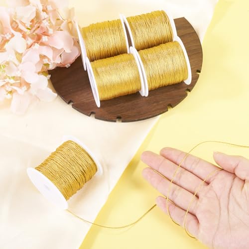 Hilos metálicos dorados 5 rollos 5 grosores para bordado miniatura 6