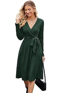 Newshows Strickkleid Damen Herbstkleid Pulloverkleid Winterkleid Langarm Elegant Kleid für Herbst Winter Dunkelgrün