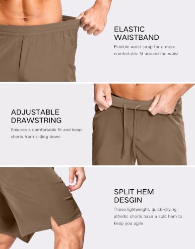Image of GGJ Men's Lightweight Athletic Shorts with 2 Zipper Pockets 7 inch /9 inch /5 inch Gym Workout Running Quick Dry Tennis Shorts for Men