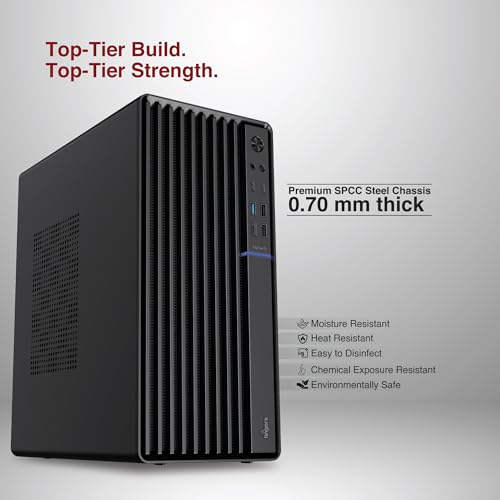 Image of FINGERS TopTier-T1 Micro-ATX PC Cabinet (Metal Panels, Pre-Installed Rear Fan, High-Efficiency SMPS Bundled, USB 3.0 + Type-C Ports, Durable & Upgrade-Friendly Design), Rich Black