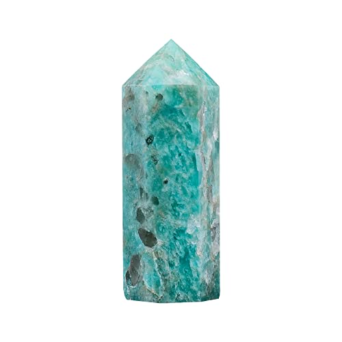 Apengshi Amazonite Natural Healing Crystal Tower 1.57-1.96in(4-5cm) Faceted Single Point Chakra Crystal Stone Meditation Home Decor Collection Gift