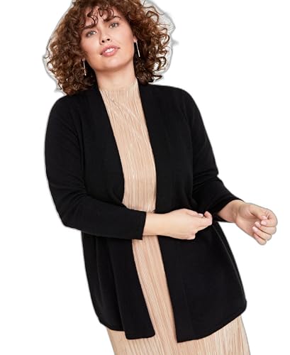 Plus Size 100% Cashmere Duster Cardigan Classic Black 2X