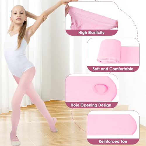 4 Pairs Dance Tights for Girls, Ultra Soft Legging Ballet Dance Tights Footed Ballet Stockings Girls Toddler4