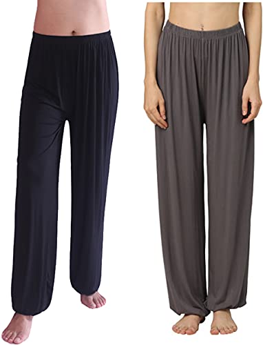 Hoerev Super Soft Modal Spandex Harem Yoga Pilates Schlauch，Schwarz + Dunkelgrau 2 Paar，XS., 6.57 €