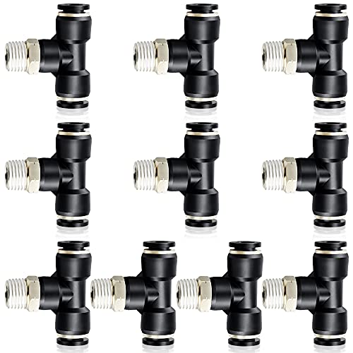 Conector neumático macho Tailonz de 3/8 DO a rosca 1/2 NPT para tubos de aire 8