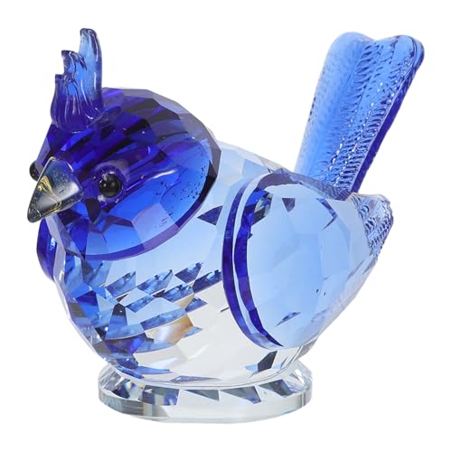 Figurine oiseau cristal bleu decorative SHINEOFI sculpture grand format centre de table