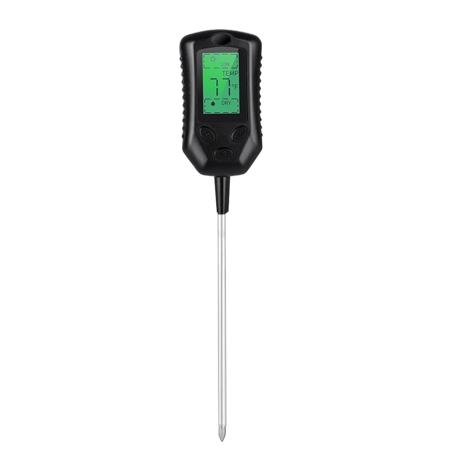 Medidor de humedad del suelo Medidor De PH Del Suelo 4 En 1, Monitor De Humedad, Probador De Luz Solar, Termómetro, Plantas De Jardinería, Sensor De Suelo De Flores Con Luz Negra Fiable y Preciso