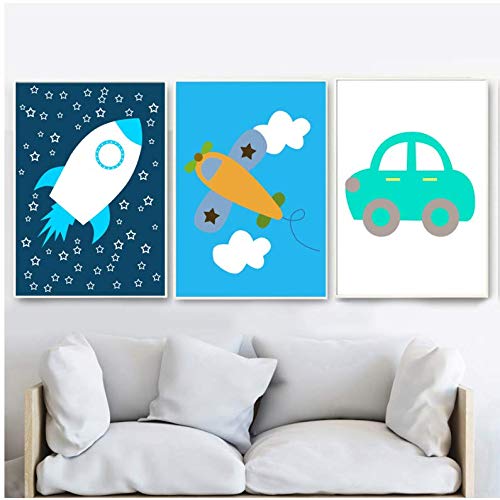 Affiches et Gravures Chambre Enfants Toile Voiture Avion Fusée pour Inspirer leurs Rêves
