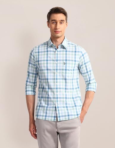 Image of U.S. Polo Assn. Checked Multicolor Long Sleeve Collared Neck Shirt