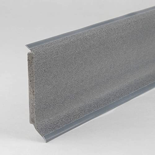 PROVISTON Zócalo de plástico | espuma rígida PVC | gris | 12,8 x 60 x 2500 mm | con labio suave flexible | resistente al agua | barra de pies de alta calidad | fácil montaje