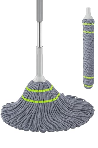 Image of Microfiber Twist Mop with Self Wringing Squeeze - Grey | Telescopic Extendable Long Handle | 360 Rotating Floor Mop for Wet & Dry Cleaning | Ideal for Tiles, Marble & Wooden Floors..