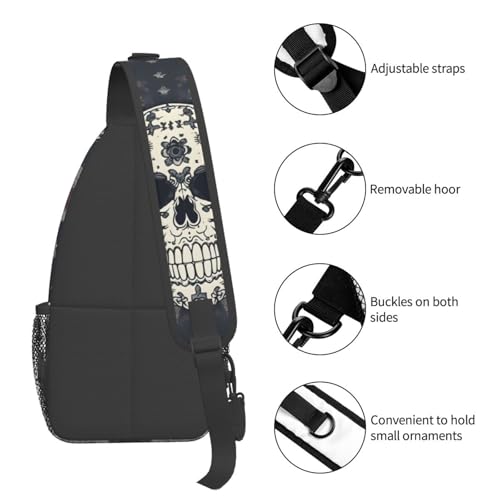 Mochila bandolera con estampado Skull para viaje y senderismo miniatura 5