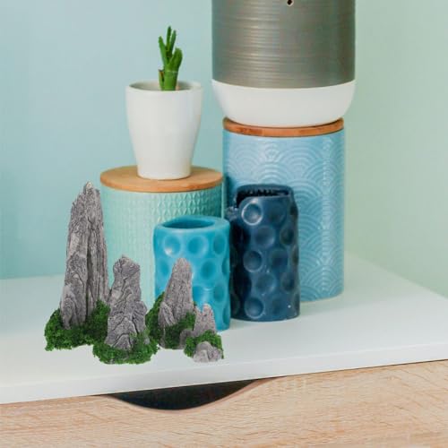 8pcs Zen Garden Decoration Asian Bonsai Mountain Figure Aquarium Mini Mountain Sculpture Miniature Garden Accessories Flower Pot Decoration Tank Decline Rock - Image 3