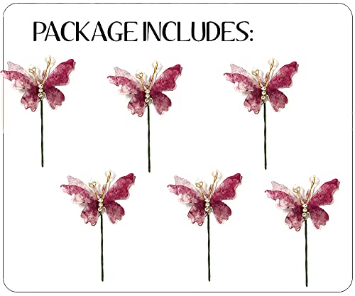 Hair Flare Artificial Butterfly Hair Pin for Girls and Women/Hair Accessories and Hair Judapin for Women- Maroon, 2232, Pack of 6 Pins 3