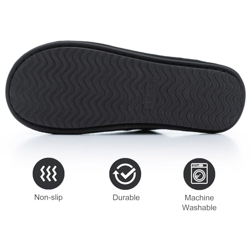 Image of GOEWY Mens Two-Tone House Slippers with Memory Foam Cozy Warm Slip On House Shoes for Indoor Outdoor Gifts for Men Him Dad