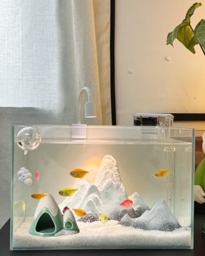 Image of Cute Green Aquarium Decor Ceramic Mountain Betta Fish Tank Cave