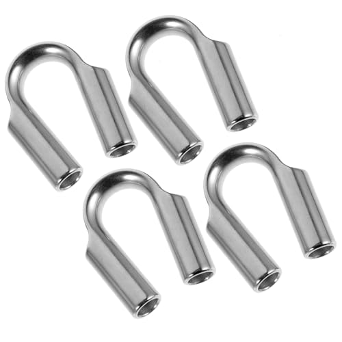 BELLIFFY 4pcs Stainless Steel Tubular Collar Rope Thimble Stainless Thimble Cable Rope Collar Stainless Steel Thimble for Wire Rope Triangular Protection Ring Cable Thimble Silver
