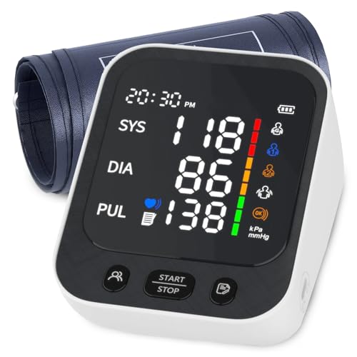 Blood Pressure Monitors CE Approved UK, Mldnld Monitor Upper Arm for Home Use with 3.7-inch HD Screen Display Heart Rate Detection 2 Users*199 Memories, BP Cuff 22-42cm