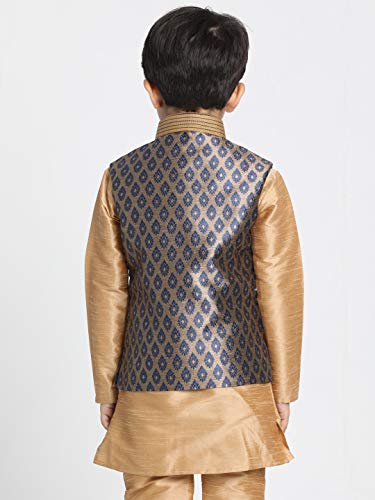 Image of VASTRAMAY Black Cotton Silk Blend Boys Nehru Modi Jacket