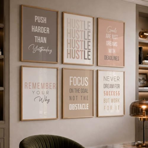 Image of kotart Motivational Quote wall frames for wall hanging, Home decor wall paintings for living room, bed room | Poster with glass frames - Set of 6 Multicolo (10x13 inch, G)