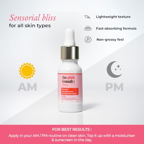 Image of The Pink Foundry Dark Spot & Hyperpigmentation Serum with 3% Tranexamic Acid 2% Alpha Arbutin 3% Niacinamide | Fades Appearance of Acne Marks | All Skin Types | For Men & Women | Lightweight & Fast Absorbing | 15 ml