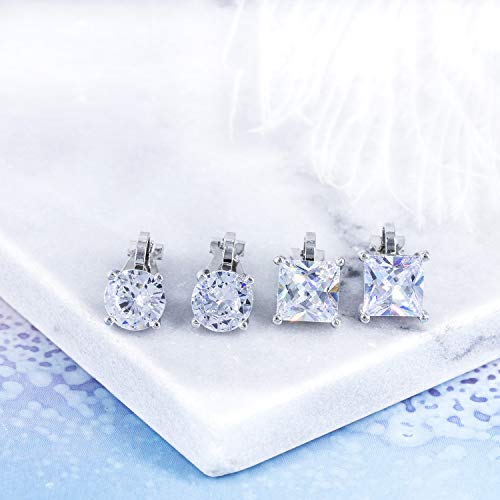 Yoqucol AES054 2 Pairs Clip On Earrings 8Mm Cubic Zirconia Crystal Non Pierced Clip On Stud Earrings thumb #2