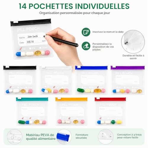 Sac De Voyage Cabine : Pilulier Sac,14 Jours Ensemble De Pochettes à Pilules étanches (Top 1) – Image 2