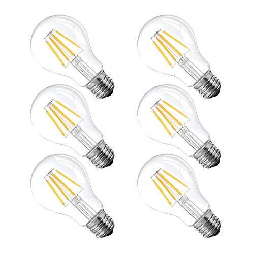 A60 LED フィラメント電球 4W エジソン バルブ E26口金 2700K 電球色 白熱電球40W形相当 エジソン バルブ 広配光タイプ 360度発光 調光器対応 PSE 6個入