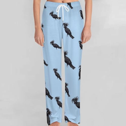 Black Cockatoo Bird Men's Pajama Pants Lightweight Pjs Bottoms Sleep Lounge Pant with Pocket Drawstring 5
