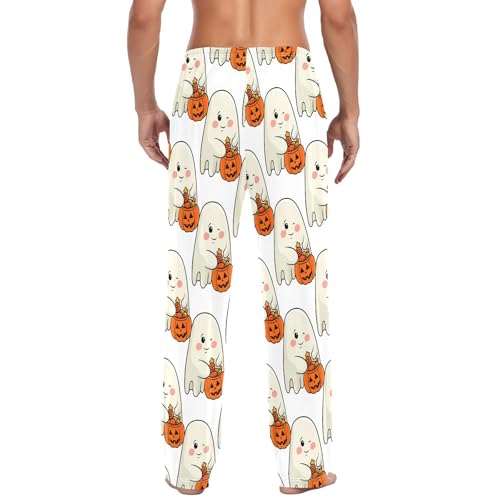 Spirits Pumpkin Men's Cotton Pajama Pants with Pockets and Drawstring Comfortable and Stylish,S3