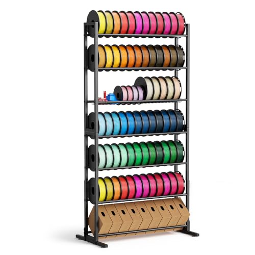 3D Printer Filament Storage Rack, Heavy Duty Spool Holders with Removable Storage Basket for 3D Printing Filaments, 7 Ti