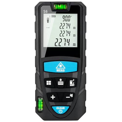 Dispositivo De Medición Láser, Medidor De Distancia Láser, Herramienta De Medición Digital, Telémetro Con Nivel De Burbuja Y Pantalla LCD Grande Retroiluminada E Impermeable IP54,100M