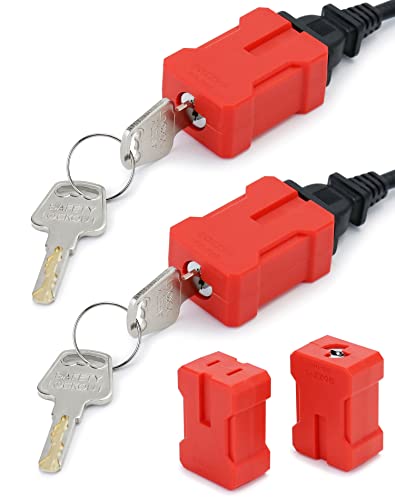 QWORK Electrical Cord Plug Lockout Device - 4 Pack Plug Locking Safety Lock Fits 2 & 3 Prong Plugs, Built-in Lock Cylinder, Dual Key by QWORK - Image 2