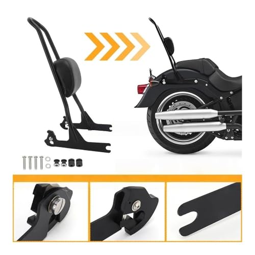 Coussin dossier appui-dos de passager arrière noir pour custom moto Softail 2006+ - 5