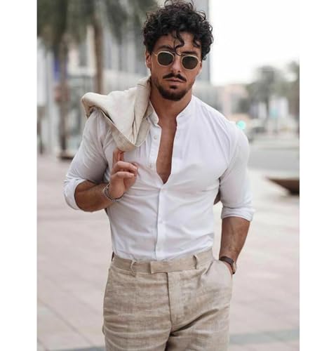 Men's Linen Suit Summer Classic Design Wedding Groomsman Suit Wear Jacket& Pants4