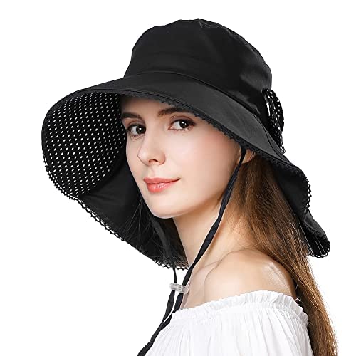 Comhats Gorro de verano para mujer con diseño de gorro de verano UPF 50+ con cinta de algodón