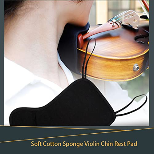 Watris Veiyi Violin Shoulder Rest For Violin 4/4-4/3, Soft Cotton Sponge Violin Chin Rest Pad, 4/3 4/4 Violin Accessories, Black Flannelette Violin Cover Protector #TOP3