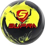 MOTIV Supra Clutch Bowling Ball, Light-Medium Oil, Solid Black with Yellow Pearl Hybrid, Available in 12-16 pounds (15, Pounds)