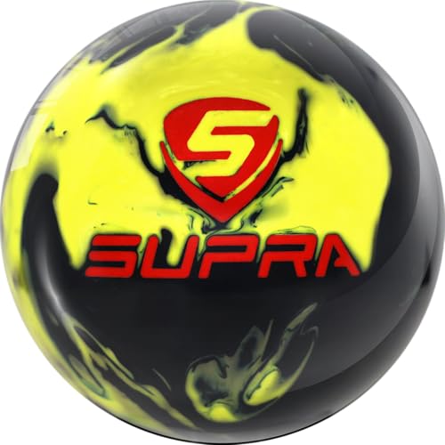 MOTIV Supra Clutch Bowling Ball, Light-Medium Oil, Solid Black with Ye