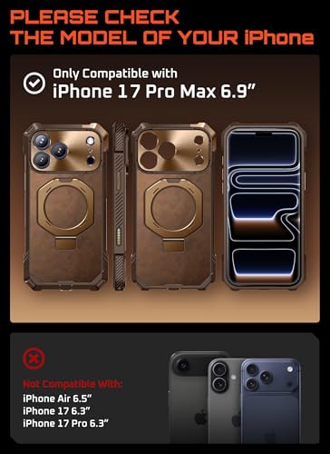 Image of SUPCASE for iPhone 17 Pro Max Case with Kickstand (Unicorn Beetle Grip), [Camera Control Cover] [Compatible with MagSafe] [Military-Grade Drop Protection] Heavy Duty Magnetic Phone Case, Brown