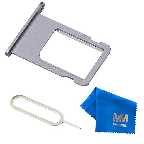 MMOBIEL SIM Card Tray Slot Replacement Part Compatible with iPhone 6-4.7 inch (Black) incl Sim pin
