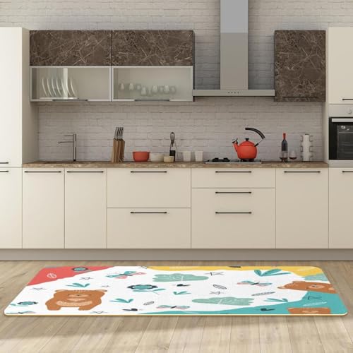Alfombrillas de cocina absorbentes lavables con diseño de oso 3