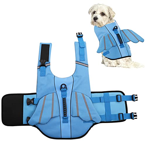 Hundeschwimmweste, verstellbare Ripstop-Hundeschwimmweste, hoher Auftrieb, Schwimmweste mit Rettungsgriff und schönen Flügeln für kleine, mittelgroße große Hunde, zum Schwimmen Bootfahren am Strand Cover