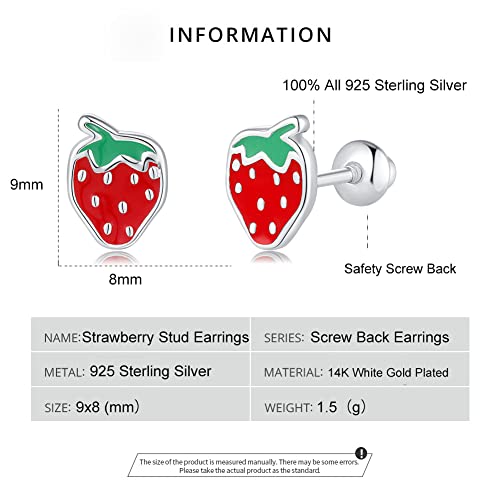 Betty&Sarah Sterling Silver Strawberry Stud Earrings For Girls Women thumb #2