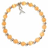 Hidden Hollow Beads Cancer Awareness 6mm Beaded Stretch Bracelet, Adult size, Comes Packaged (Uterine Cancer - Peach)