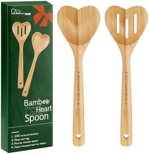 Amazon.com: 3 Pcs Valentine's Day Bamboo Heart Spoons Heart Shaped ...