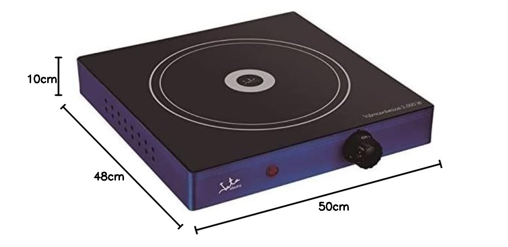 Jata V140 Cocina Eléctrica Vitrocerámica 1 Fuego con Una Placa de 18 cm Cuerpo Metálico Termostato Regulable de Temperatura 2000 W