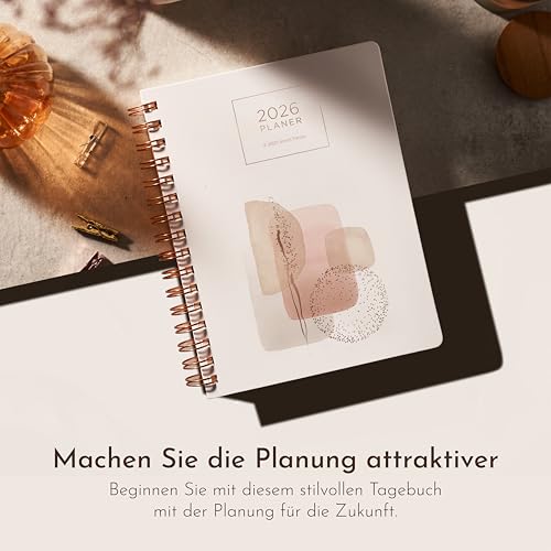 A5 Planer 2026 von Smart Panda – Terminplaner Roségold, Wochenplaner A5 – Kalender Planer – Nov 2025 bis Dez 2026 – auf Deutsch