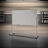 CasaFoyer MB7240WW Reversible Magnetic Whiteboard | 72' W X 40' H | Silver Frame | Easy Mobility | Assembly Required | Made in China